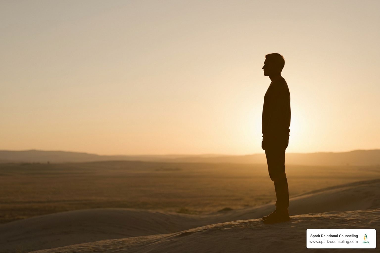 minimalistic amber-toned silhouette of a person standing in a peaceful, open space representing self-reclamation minimalistic amber-toned silhouette of a person standing in a peaceful, open space representing self-reclamation