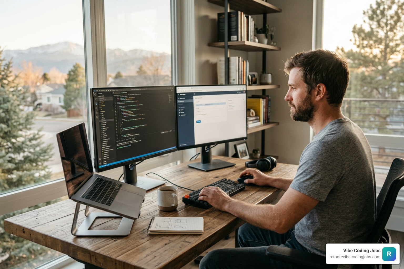 Developer vibe coding a full-stack application on a remote setup