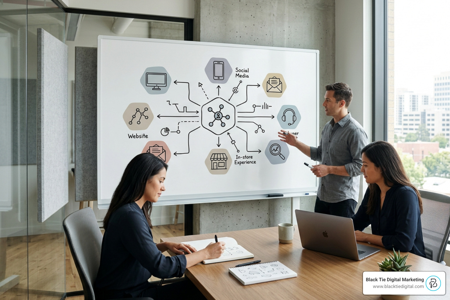 Unified brand strategy map showing the connection between core values and customer touchpoints Unified brand strategy map showing the connection between core values and customer touchpoints
