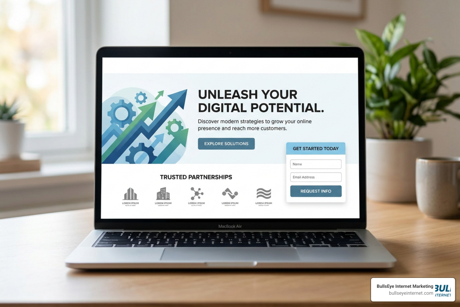 Optimized B2B landing page layout with clear value proposition and short form