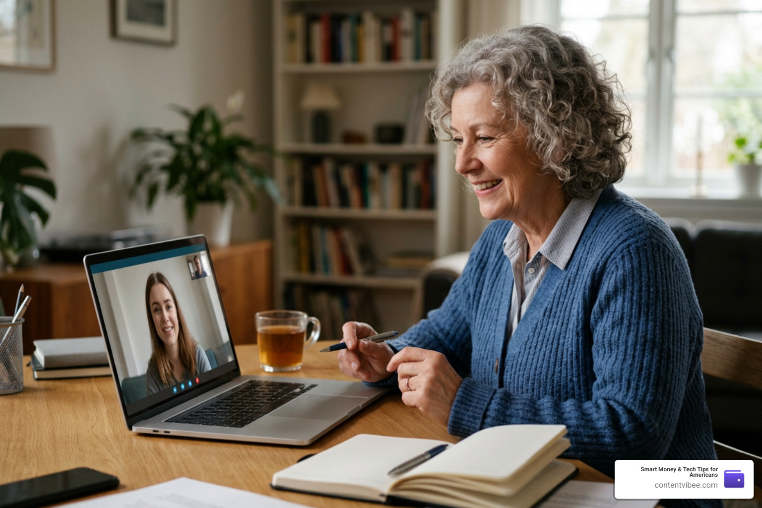 senior tutoring a student online