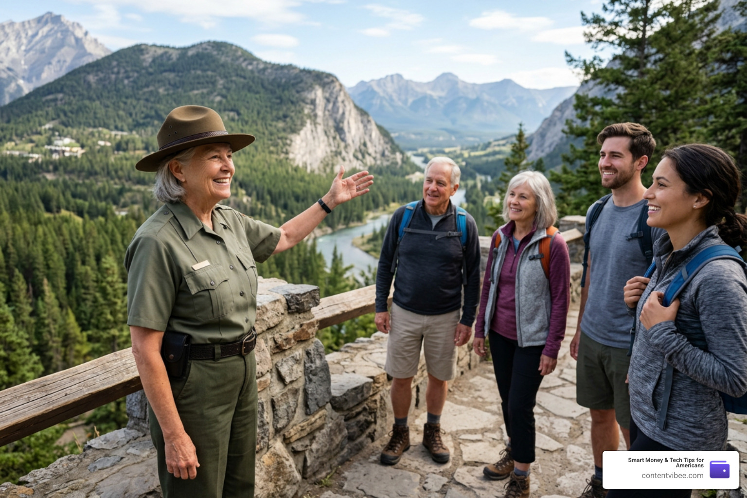 Senior working as a tour guide or park ranger