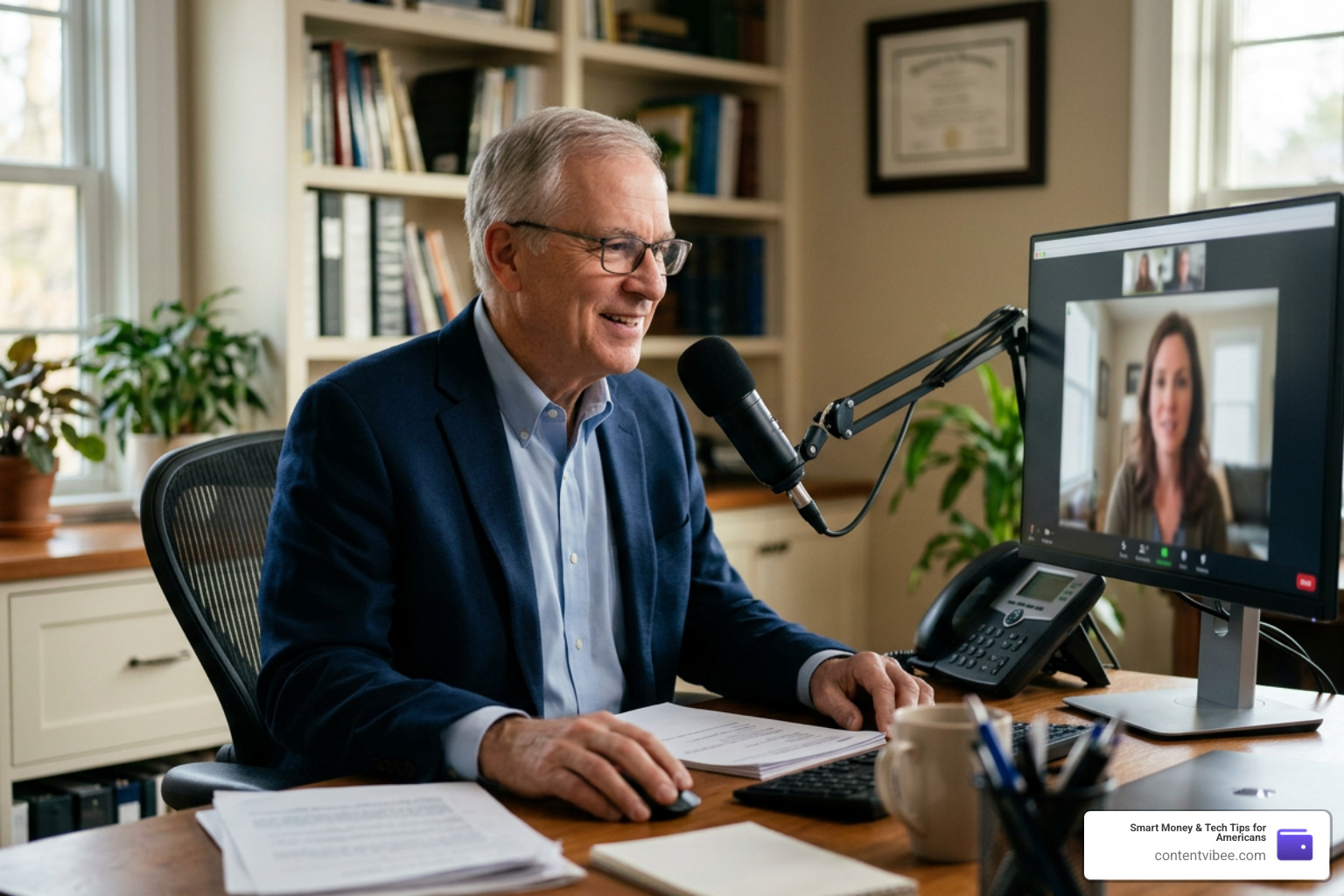 Professional tax advisor consulting with a client online