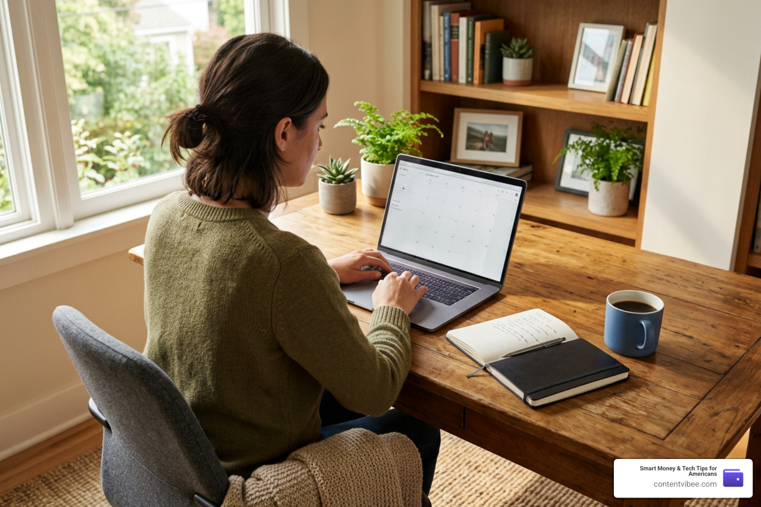 home office setup with computer and notebook