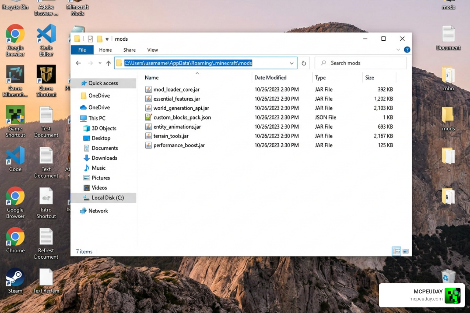 Locating the .minecraft mods folder for installation