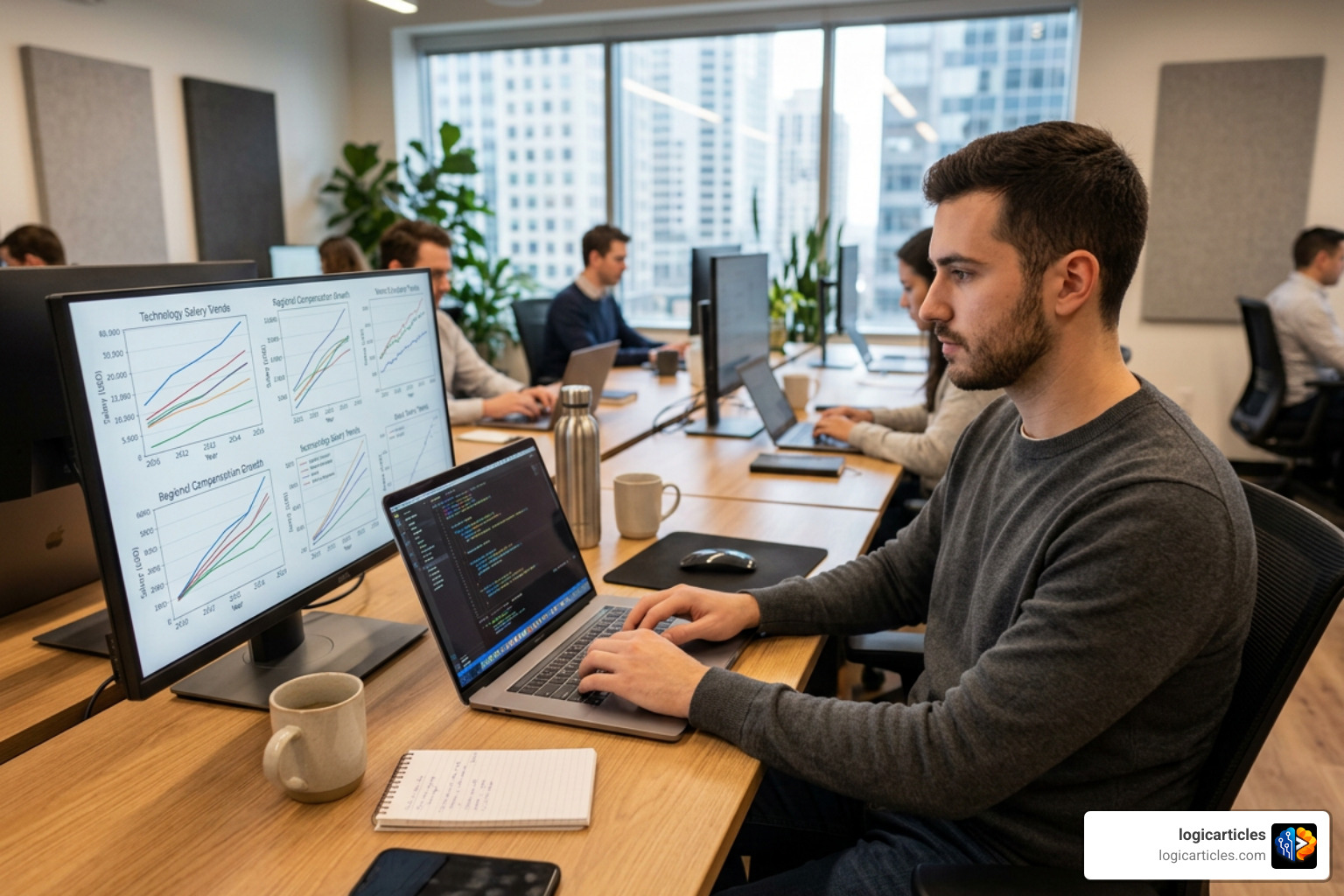 software engineer working on code salary trends