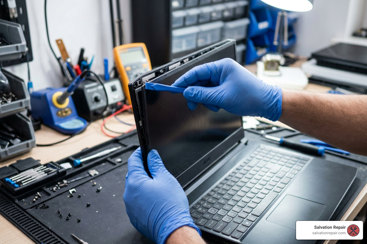 Bezel removal of Acer Nitro 5 using a prying tool Bezel removal of Acer Nitro 5 using a prying tool