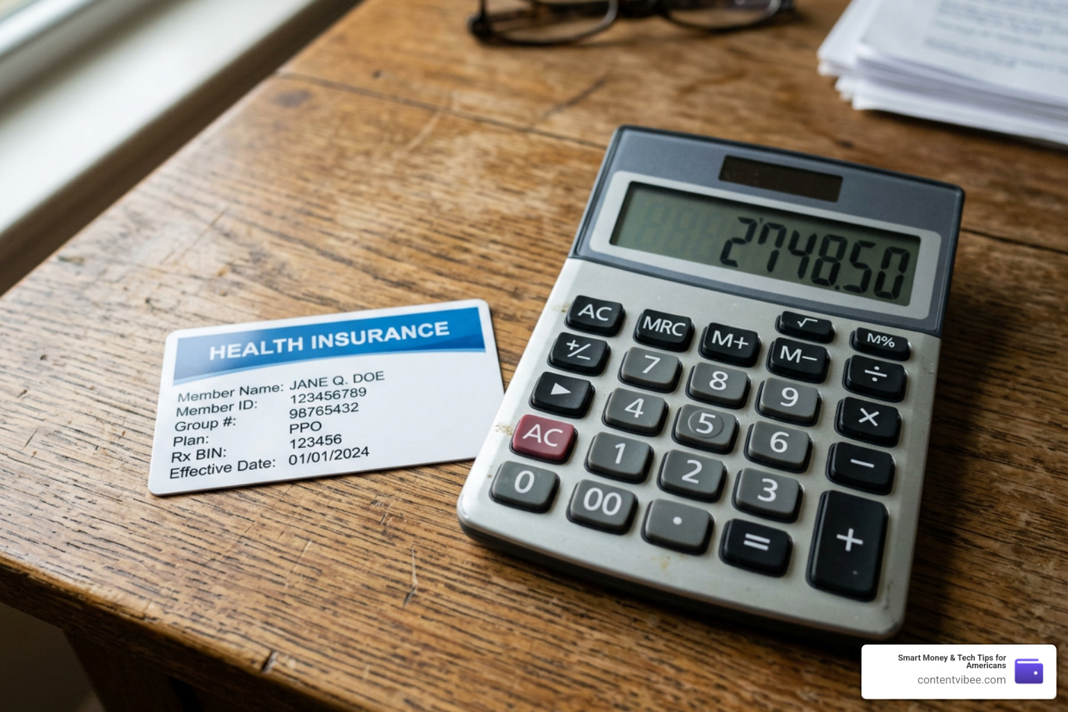 medical insurance card and calculator