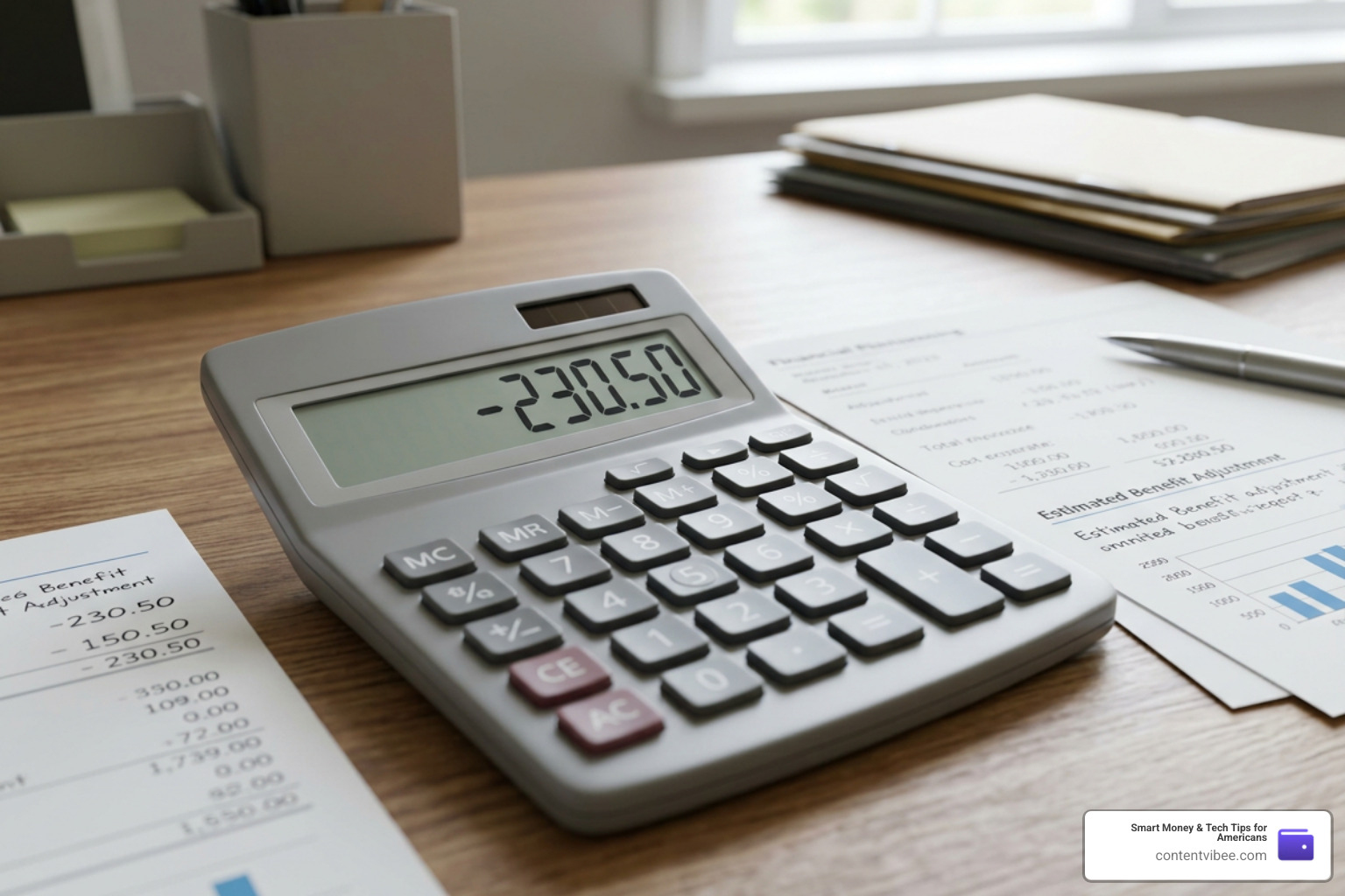 calculator showing benefit reductions