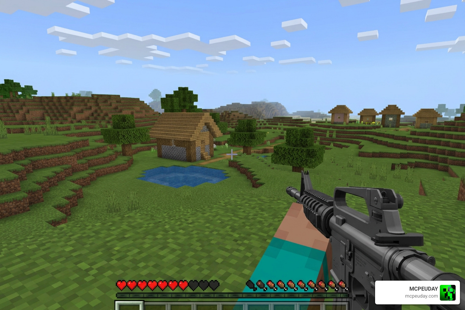 TACZ mod V1.0.2 Translated Edition Addon Minecraft Bedrock gameplay with realistic guns