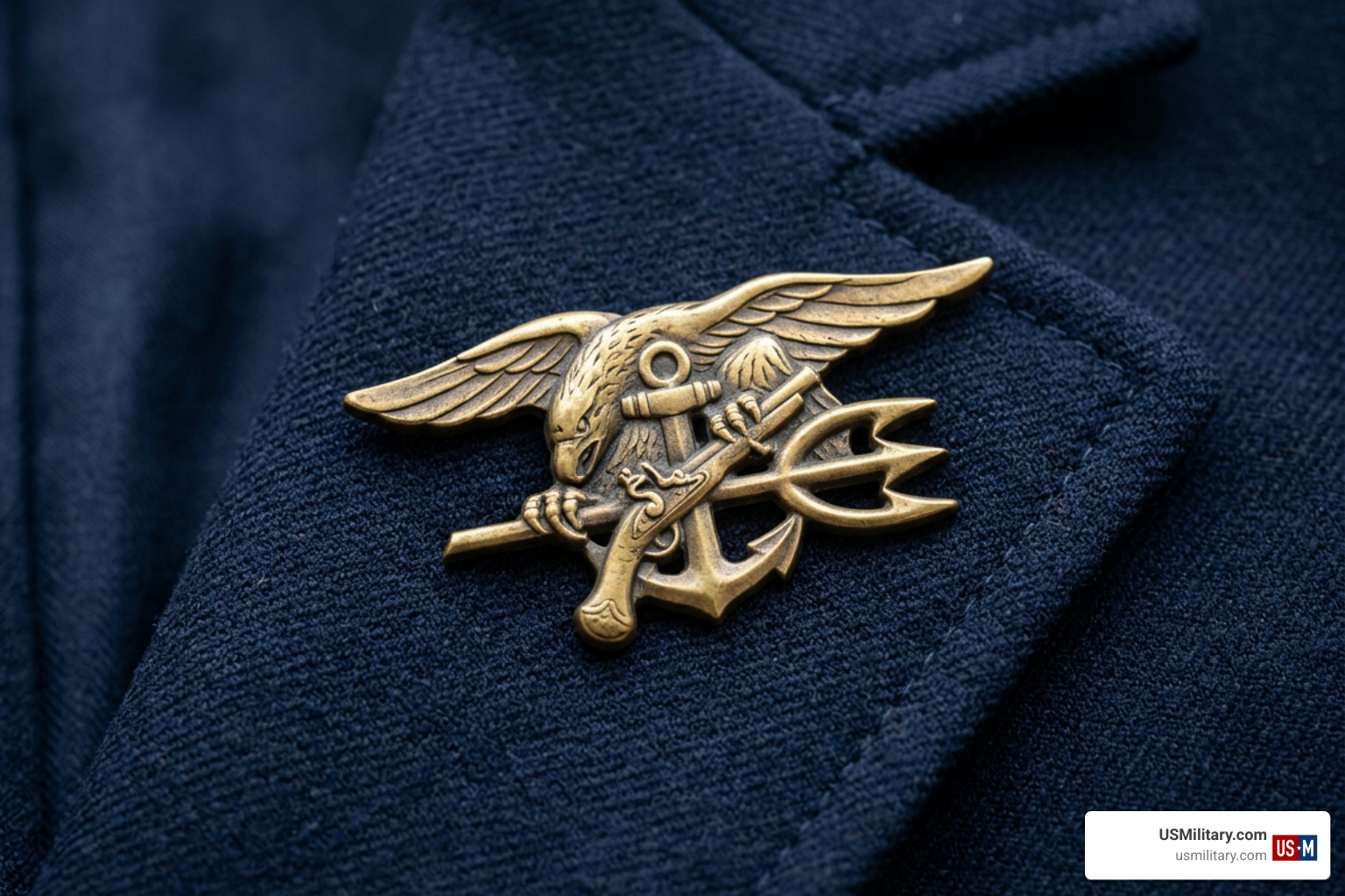 Navy SEAL Trident pin insignia close-up