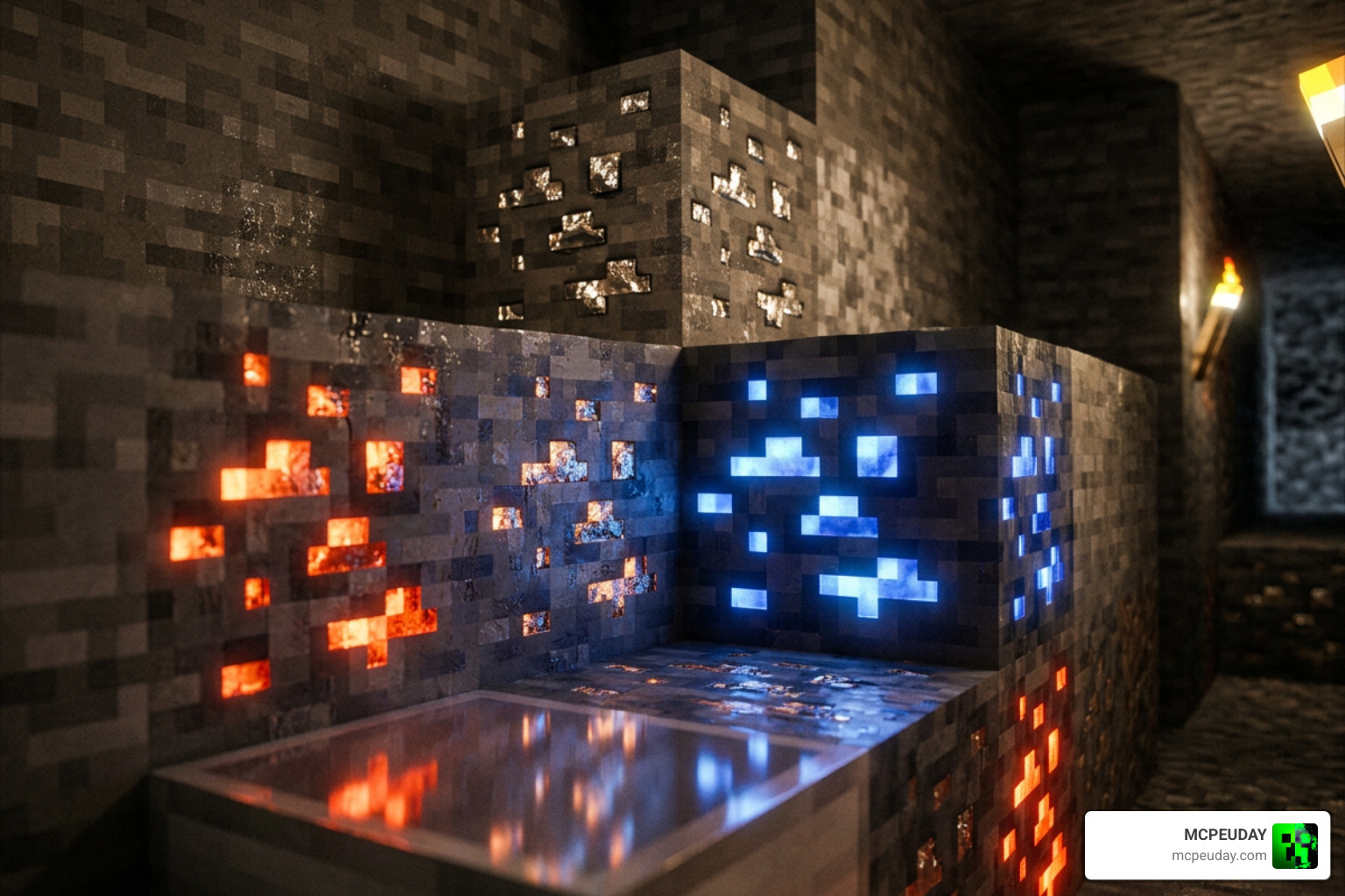 PBR textures and MERS maps showing metallic reflectivity and emissive glows