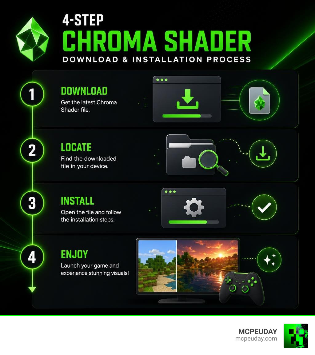 4-step Chroma Shader download and installation process infographic infographic