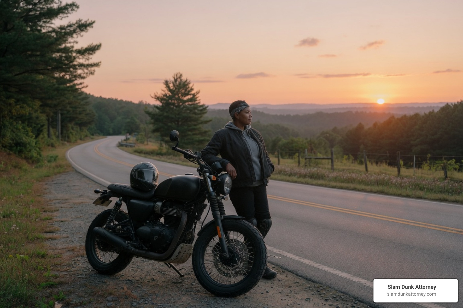 Hispanic rider in casual attire discussing a case with a lawyer in a Duluth park - motorcycle accident lawyer near Hispanic rider in casual attire discussing a case with a lawyer in a Duluth park - motorcycle accident lawyer near