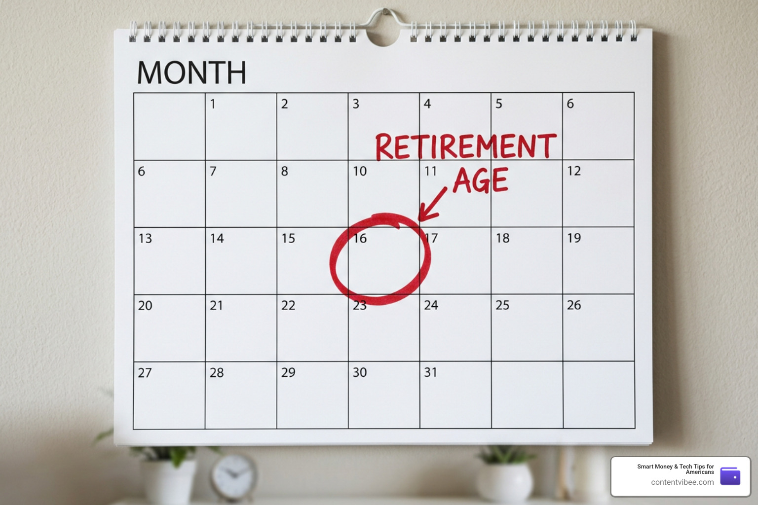 calendar highlighting retirement age