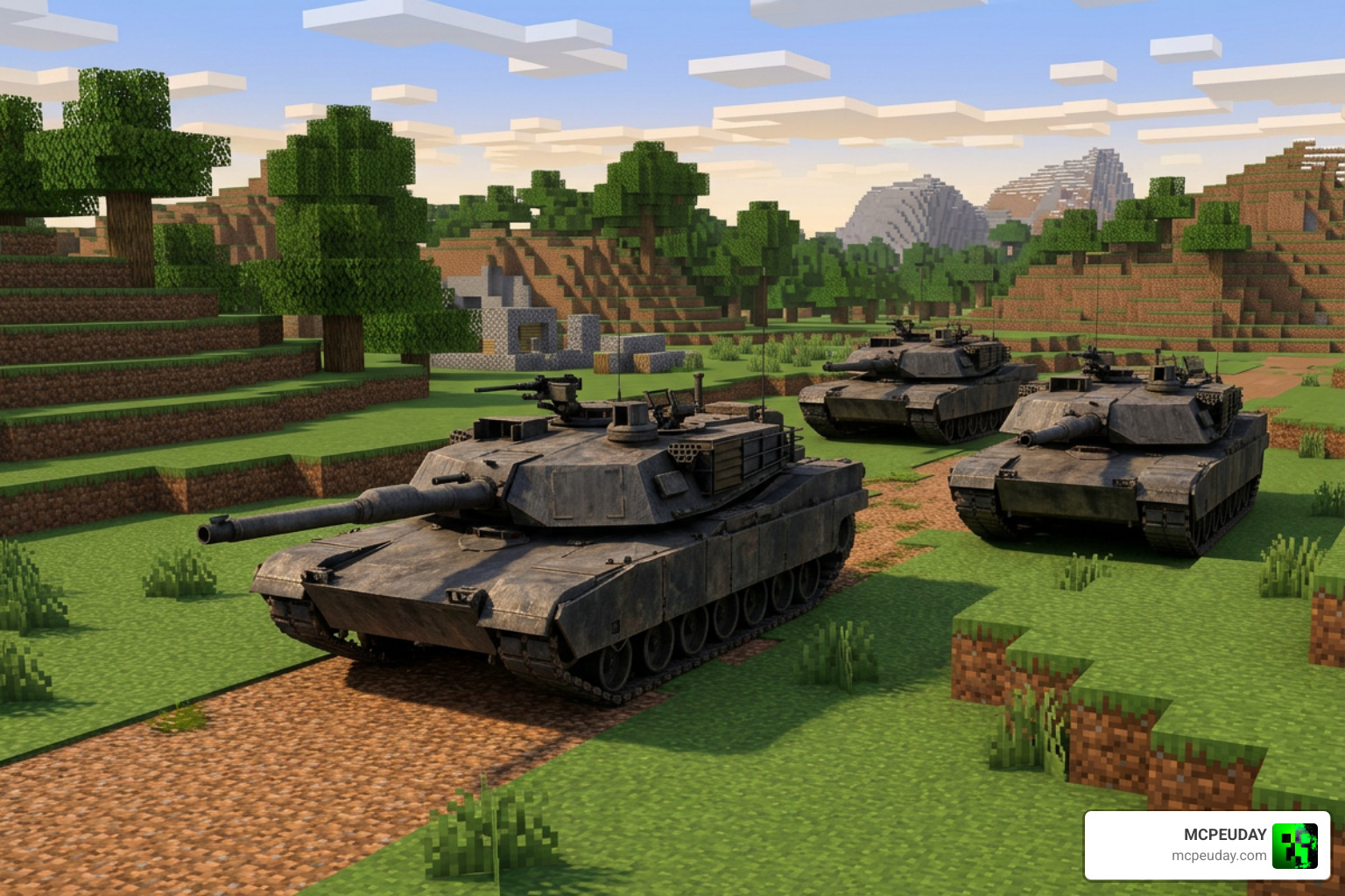 Shadow Armor Tanks Addon military tanks in Minecraft Bedrock Edition