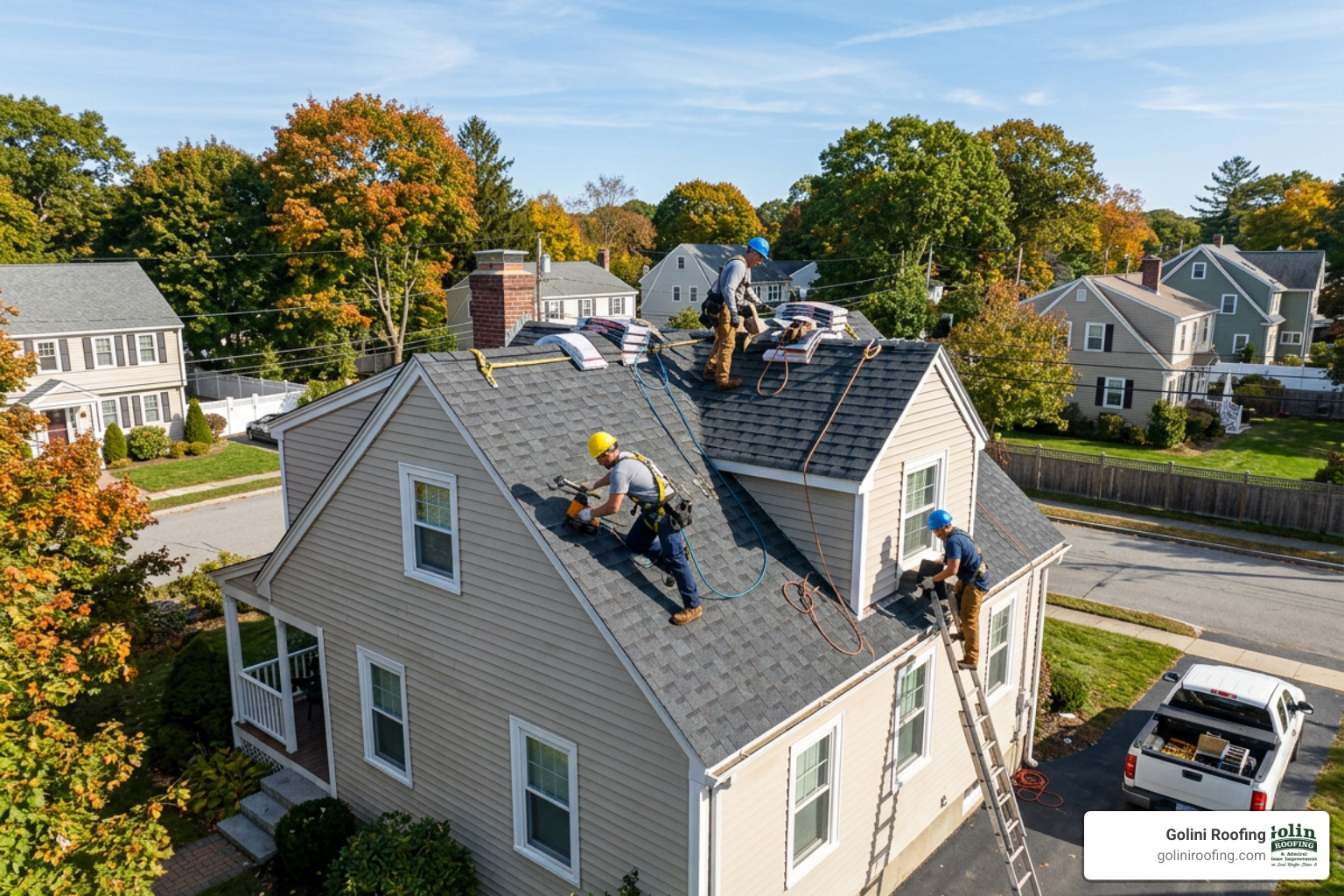 local roofers working on a home in Wakefield local roofers working on a home in Wakefield