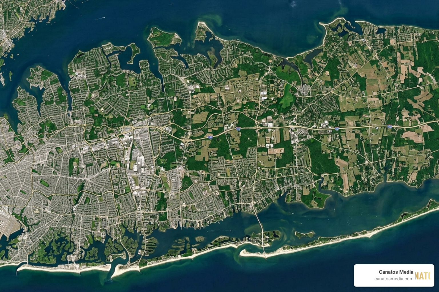 Long Island demographic map highlighting Nassau and Suffolk counties