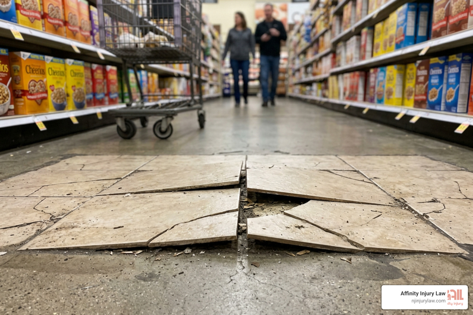hazardous flooring and uneven walkways causing slip and falls