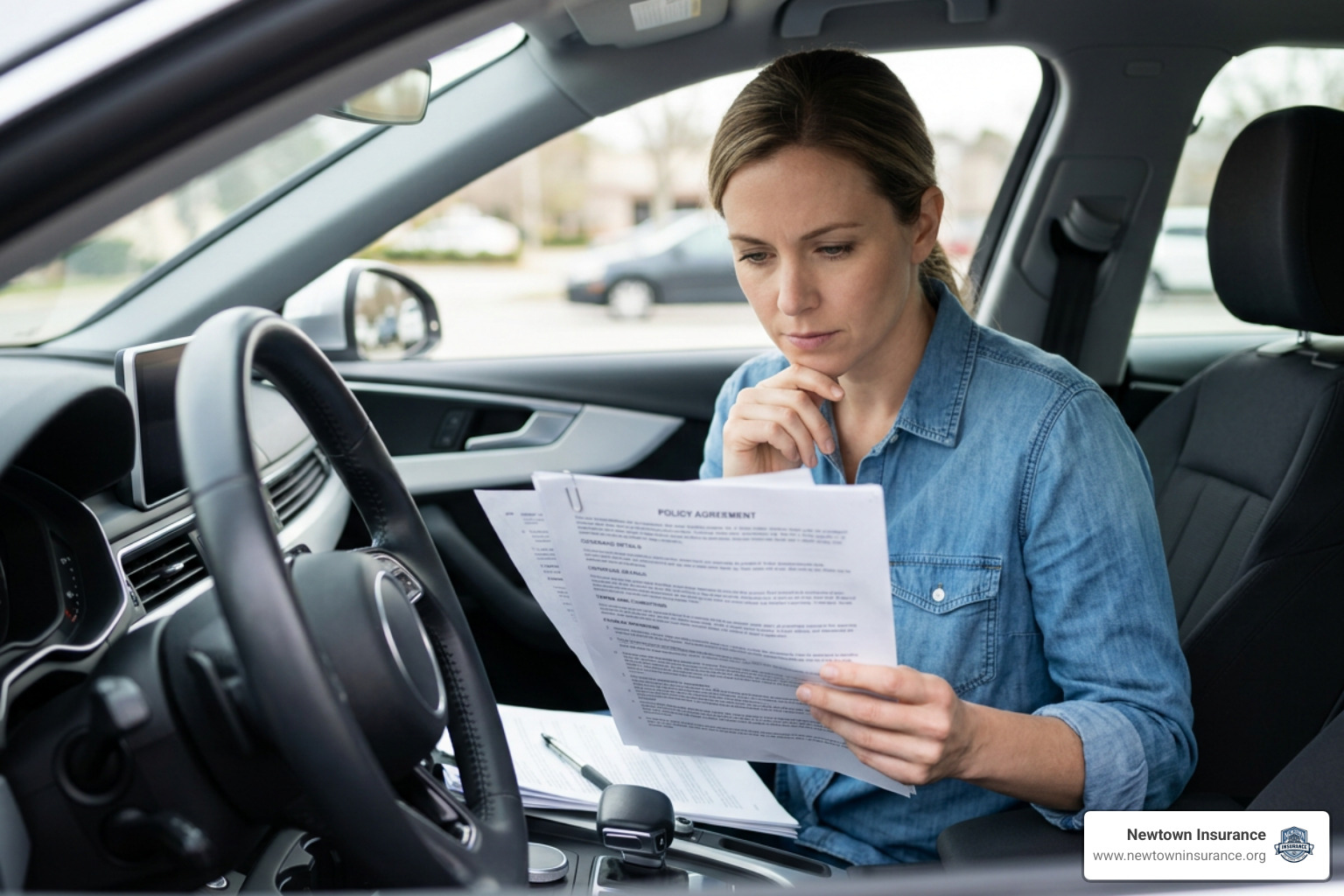 driver reviewing insurance policy documents driver reviewing insurance policy documents