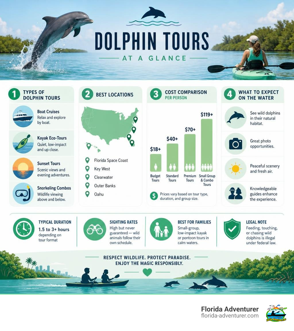 Types of dolphin tours, best locations, cost comparison, and what to expect on the water infographic Types of dolphin tours, best locations, cost comparison, and what to expect on the water infographic