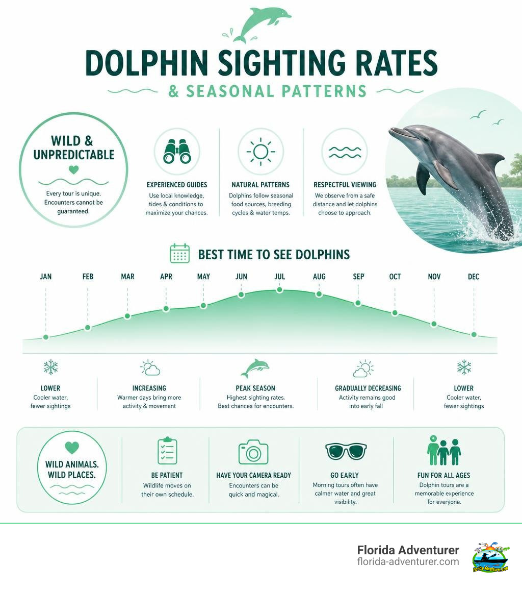Dolphin sighting rates and seasonal patterns infographic Dolphin sighting rates and seasonal patterns infographic