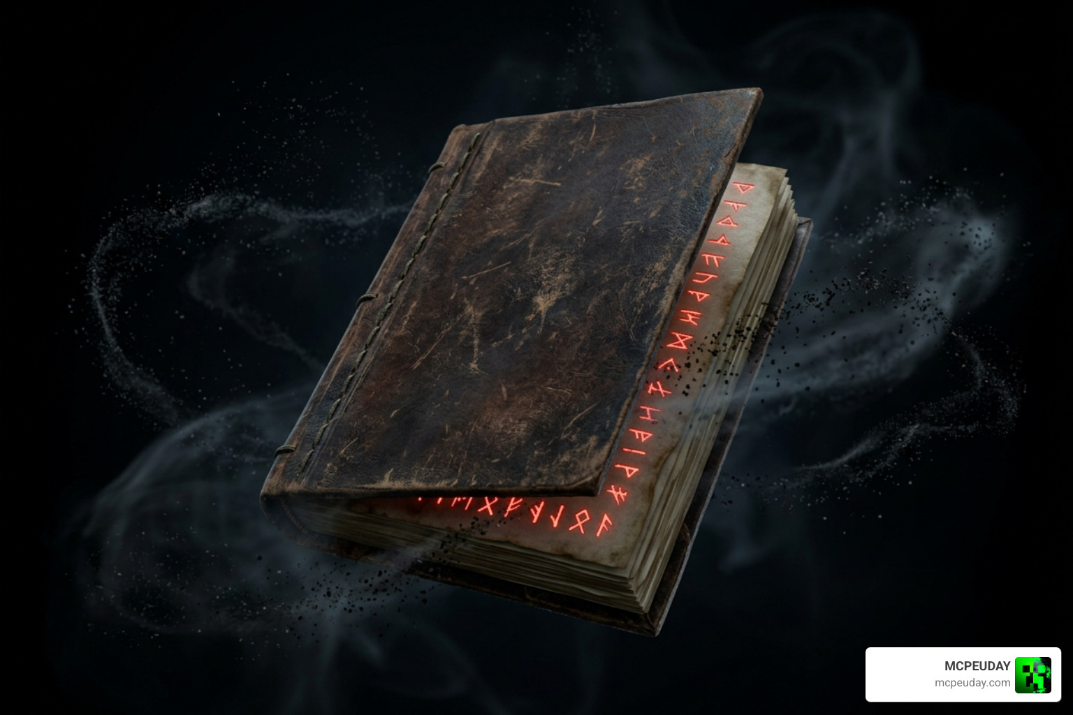 The Evil Book transforming with eerie dark particles