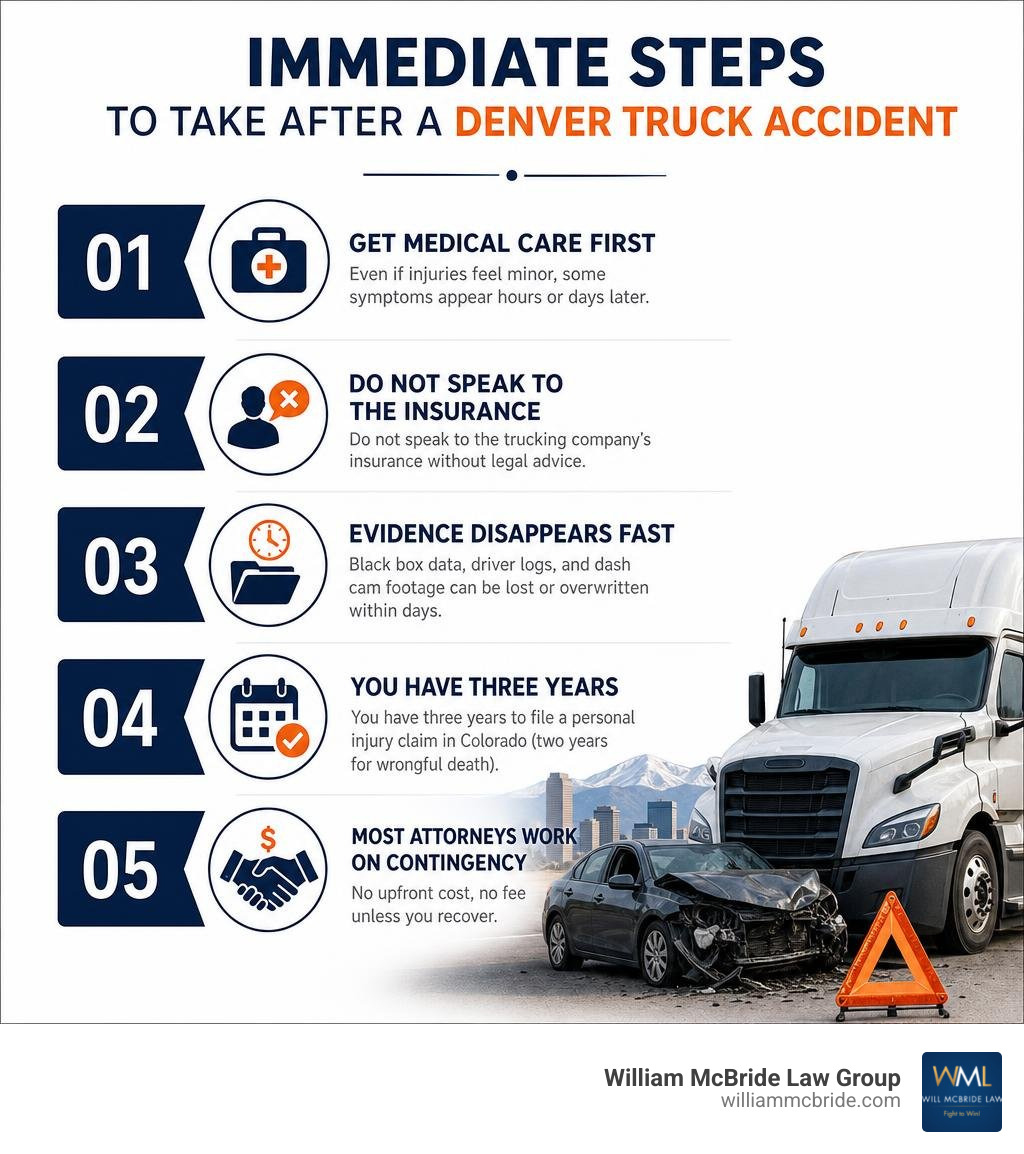 Immediate steps to take after a Denver truck accident infographic infographic Immediate steps to take after a Denver truck accident infographic infographic