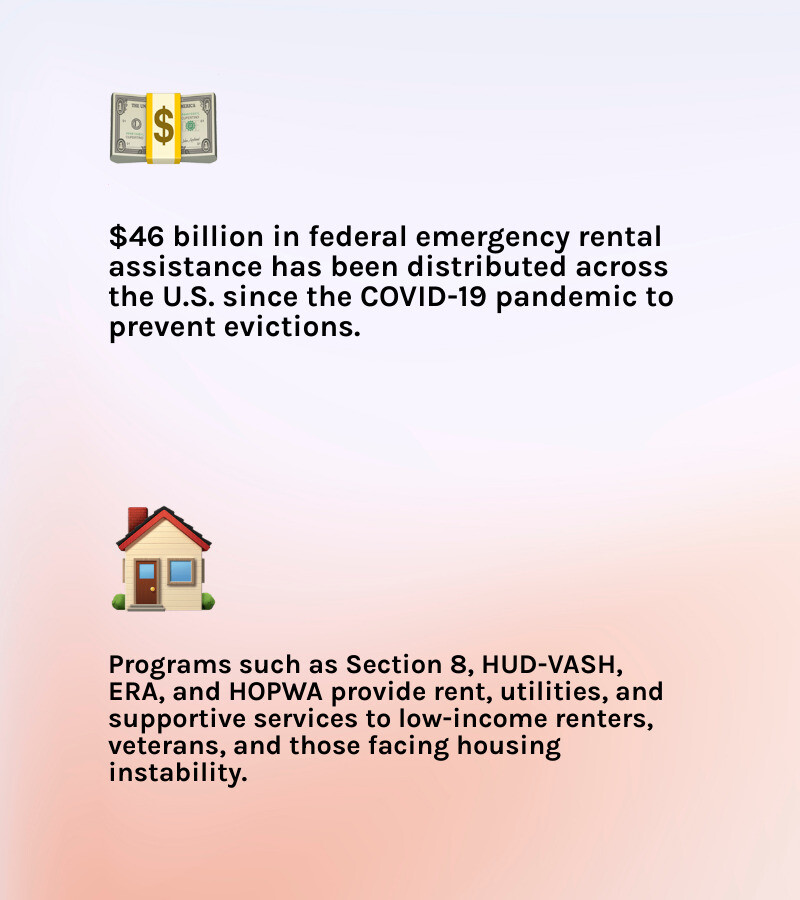 Overview infographic of federal and state rental aid programs eligibility and coverage types infographic Overview infographic of federal and state rental aid programs eligibility and coverage types infographic