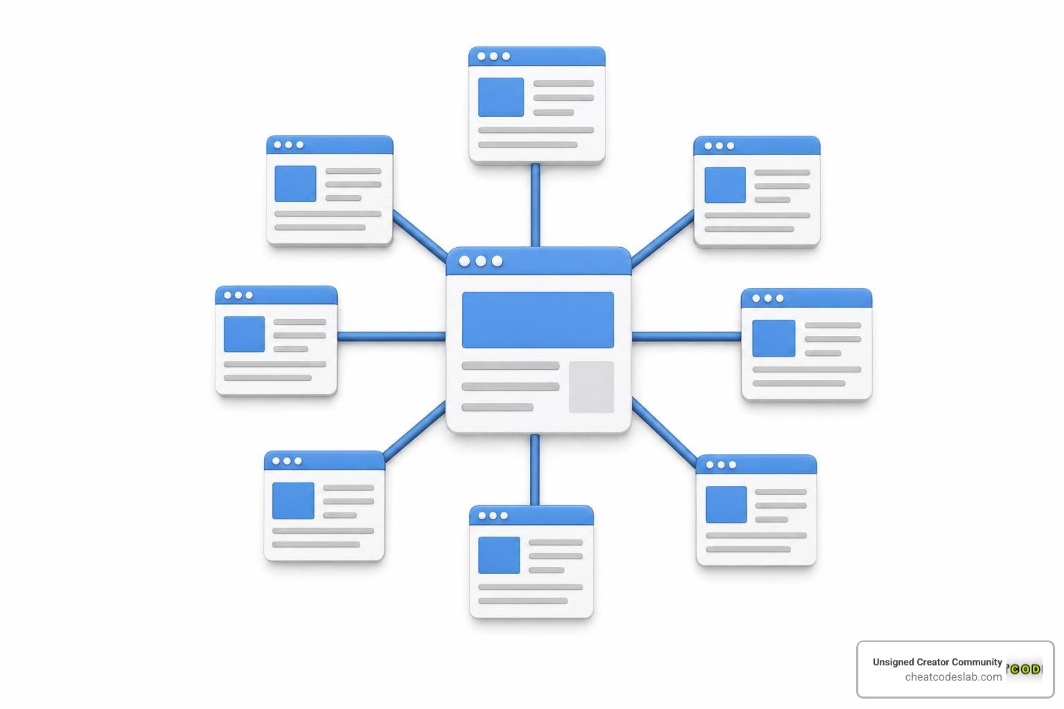 topic cluster model showing pillar and cluster pages
