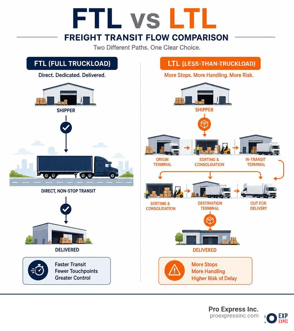 FTL vs LTL freight transit flow comparison infographic infographic FTL vs LTL freight transit flow comparison infographic infographic