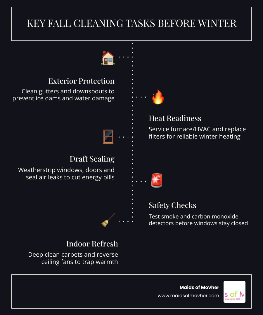 Fall cleaning tasks checklist infographic comparing exterior and interior winter prep tasks infographic Fall cleaning tasks checklist infographic comparing exterior and interior winter prep tasks infographic