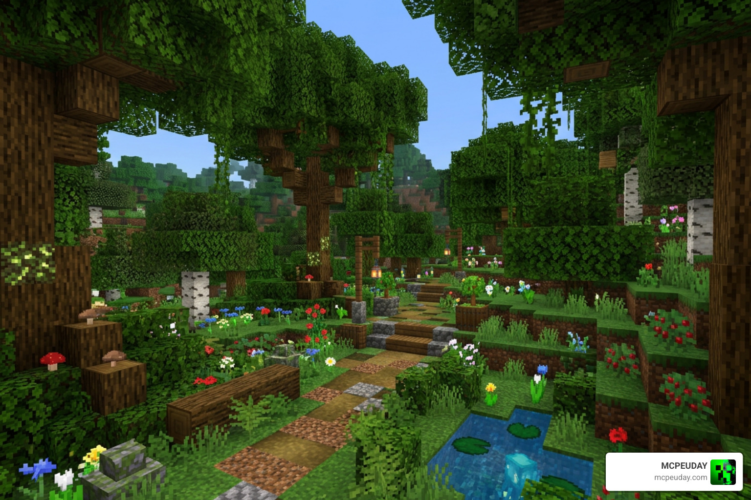Nature's Touch Addon for MCPE lush Minecraft forest biome overhaul