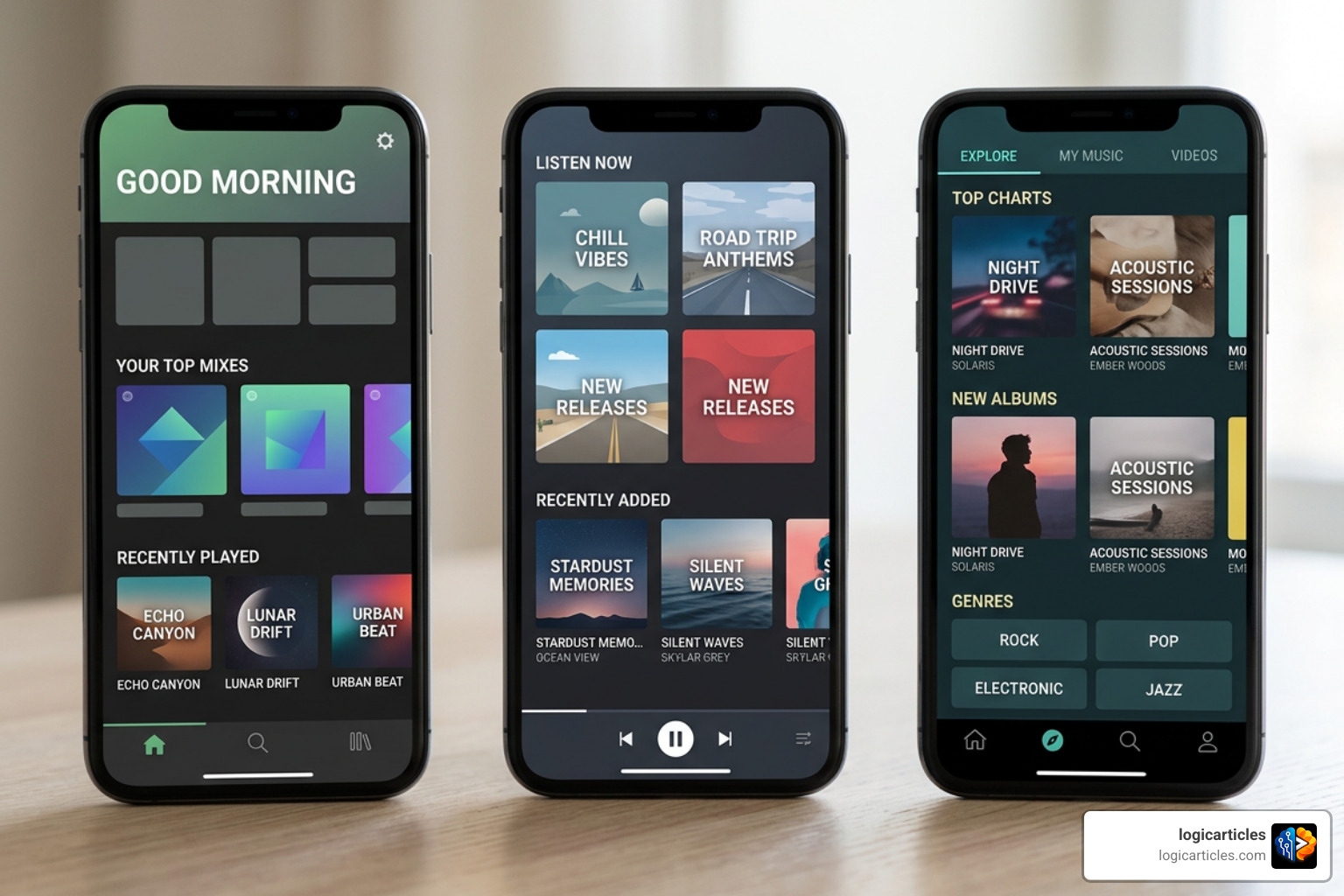 popular music streaming app interfaces