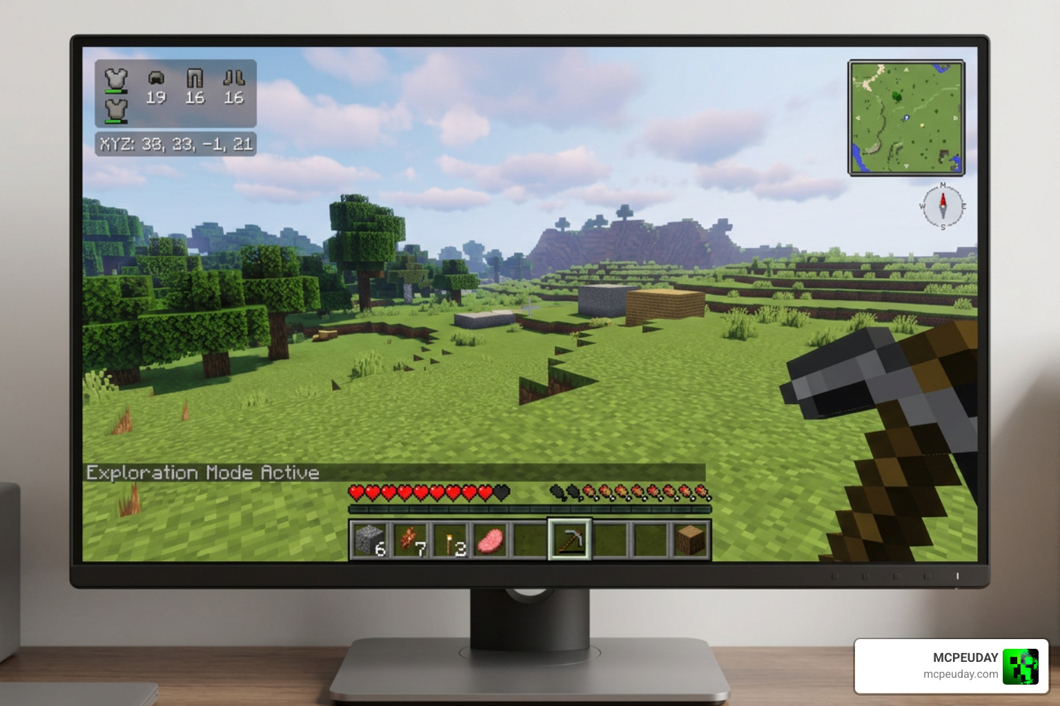 Customized Minecraft HUD layout showing dynamic widget positioning
