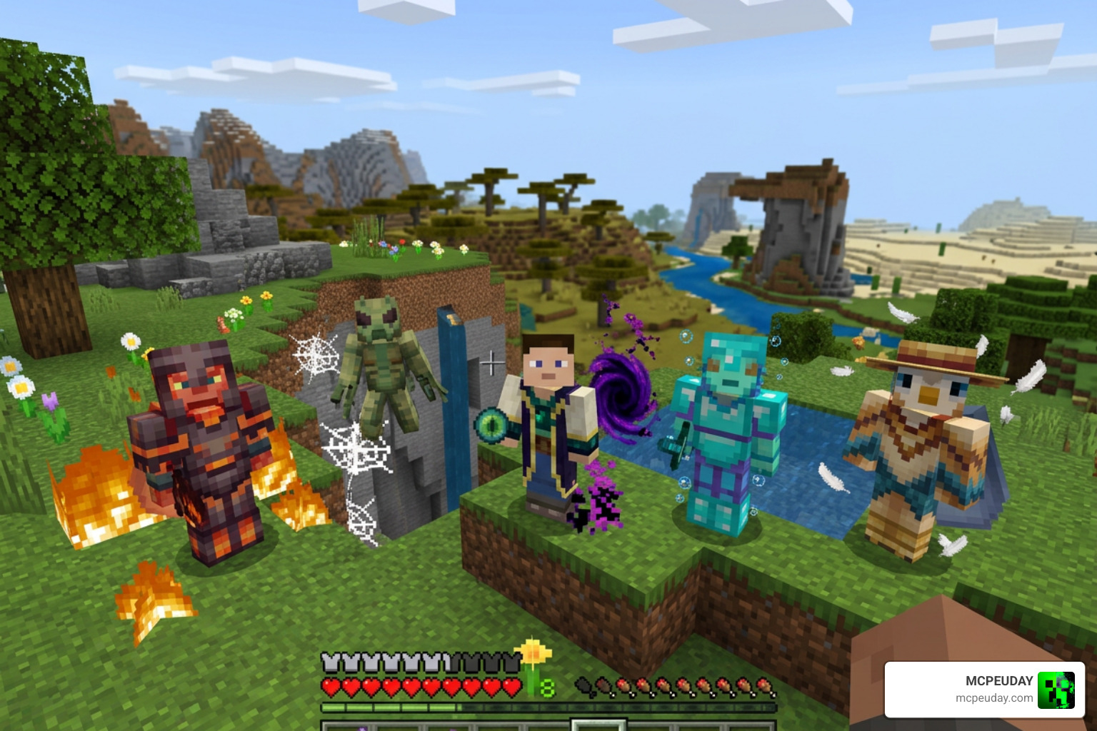 Different custom origin characters with unique RPG abilities in Minecraft Bedrock Different custom origin characters with unique RPG abilities in Minecraft Bedrock