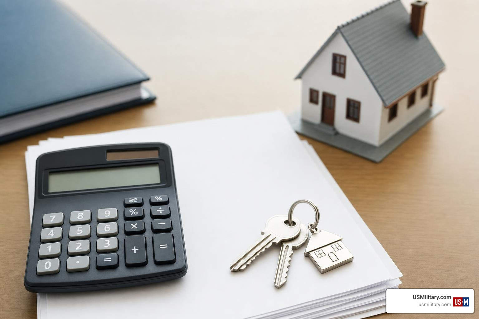 calculator and home closing documents