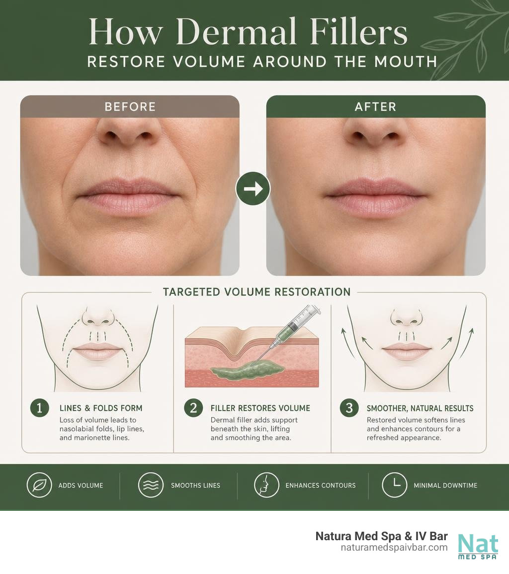 How dermal fillers restore volume around the mouth - before and after infographic infographic How dermal fillers restore volume around the mouth - before and after infographic infographic