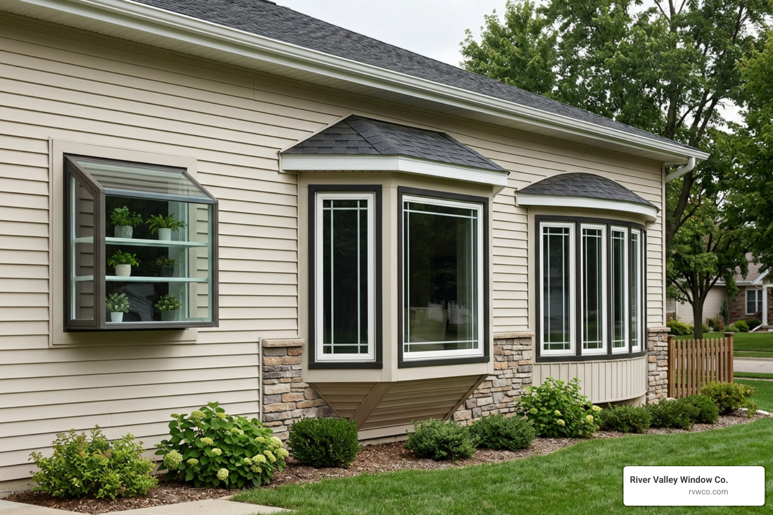 comparing window profiles showing garden, bay, and bow window shapes comparing window profiles showing garden, bay, and bow window shapes