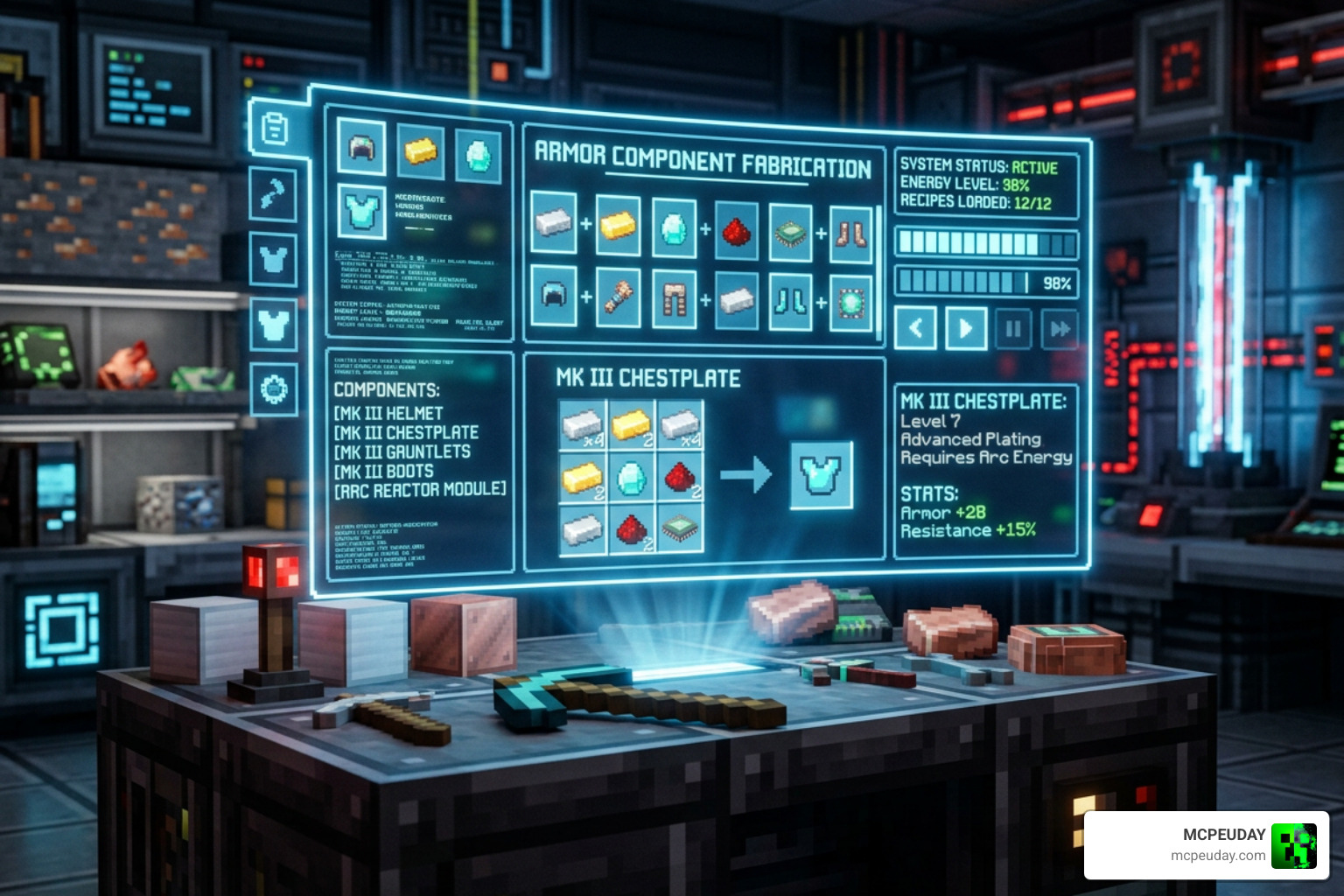 Stark Industries Workbench UI and custom crafting recipes