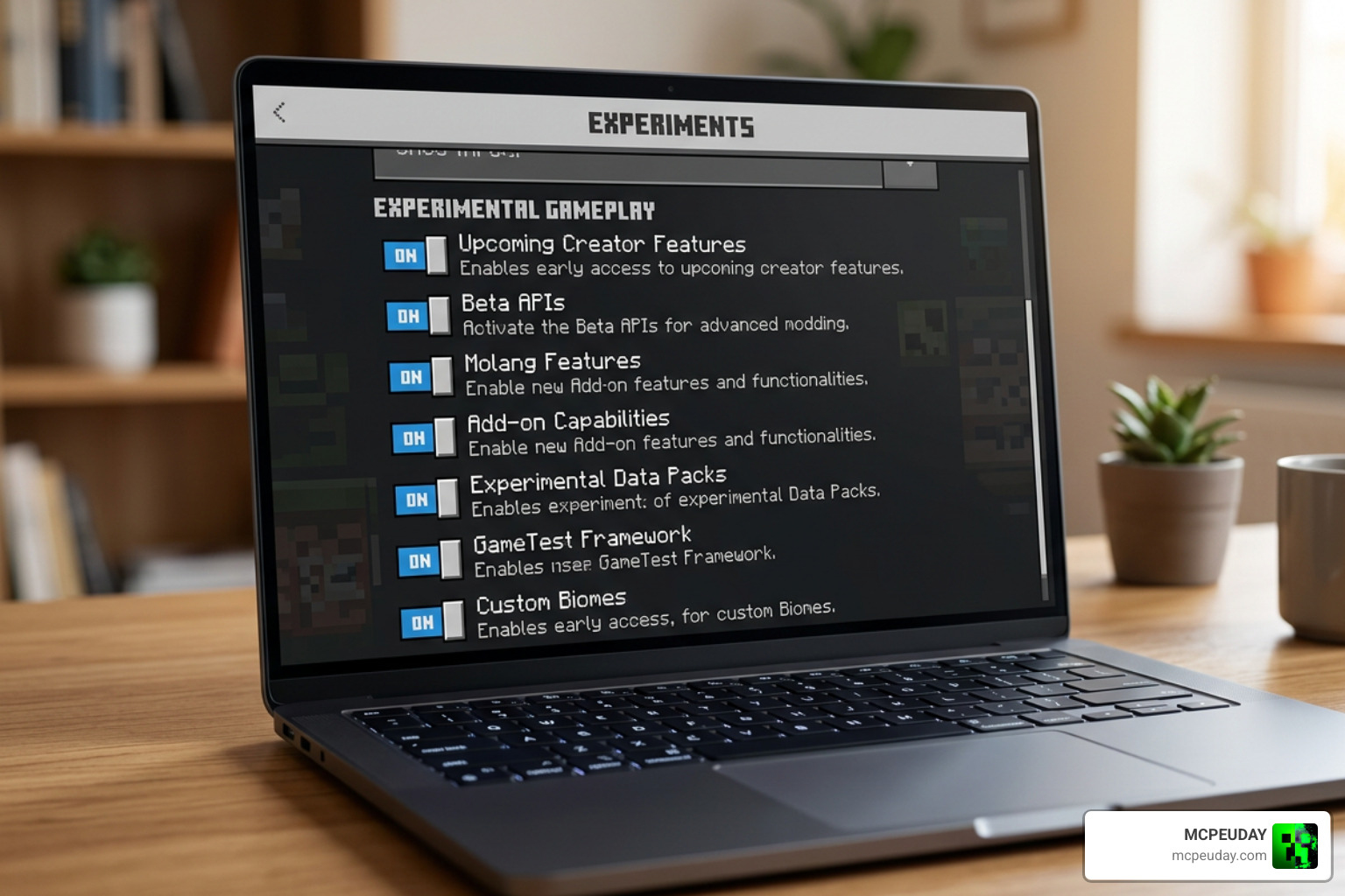 Minecraft Bedrock experimental gameplay settings required for Cordyceps Addon