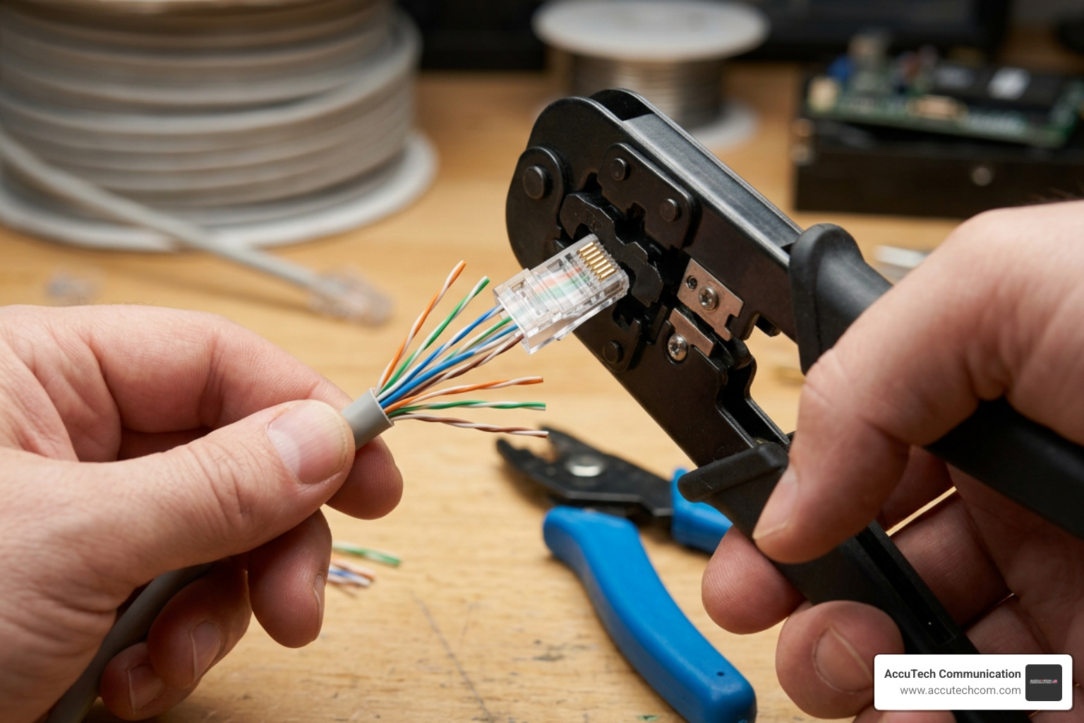 RJ-45 connector termination on copper Ethernet cable