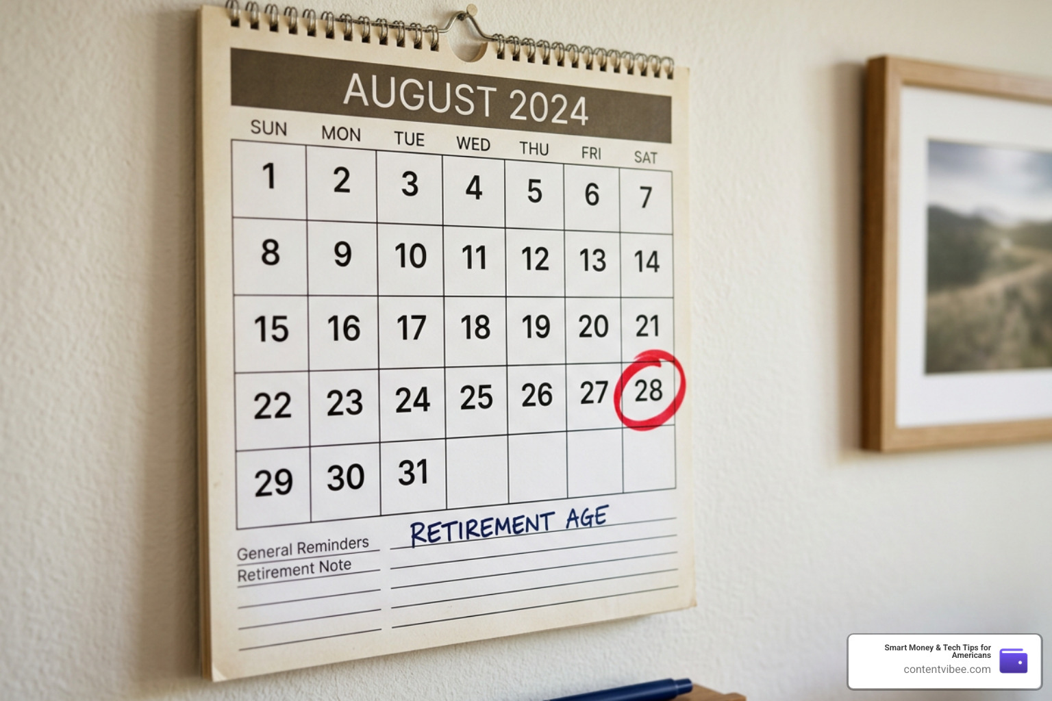 calendar highlighting retirement age