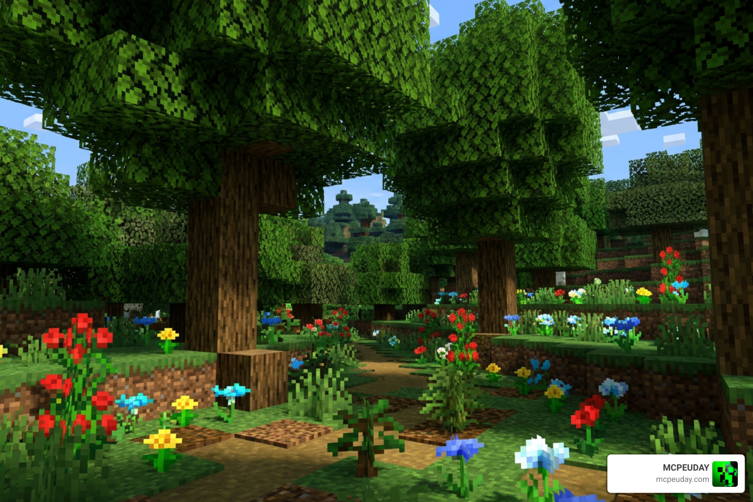 3D flowers and bushy leaves in Minecraft