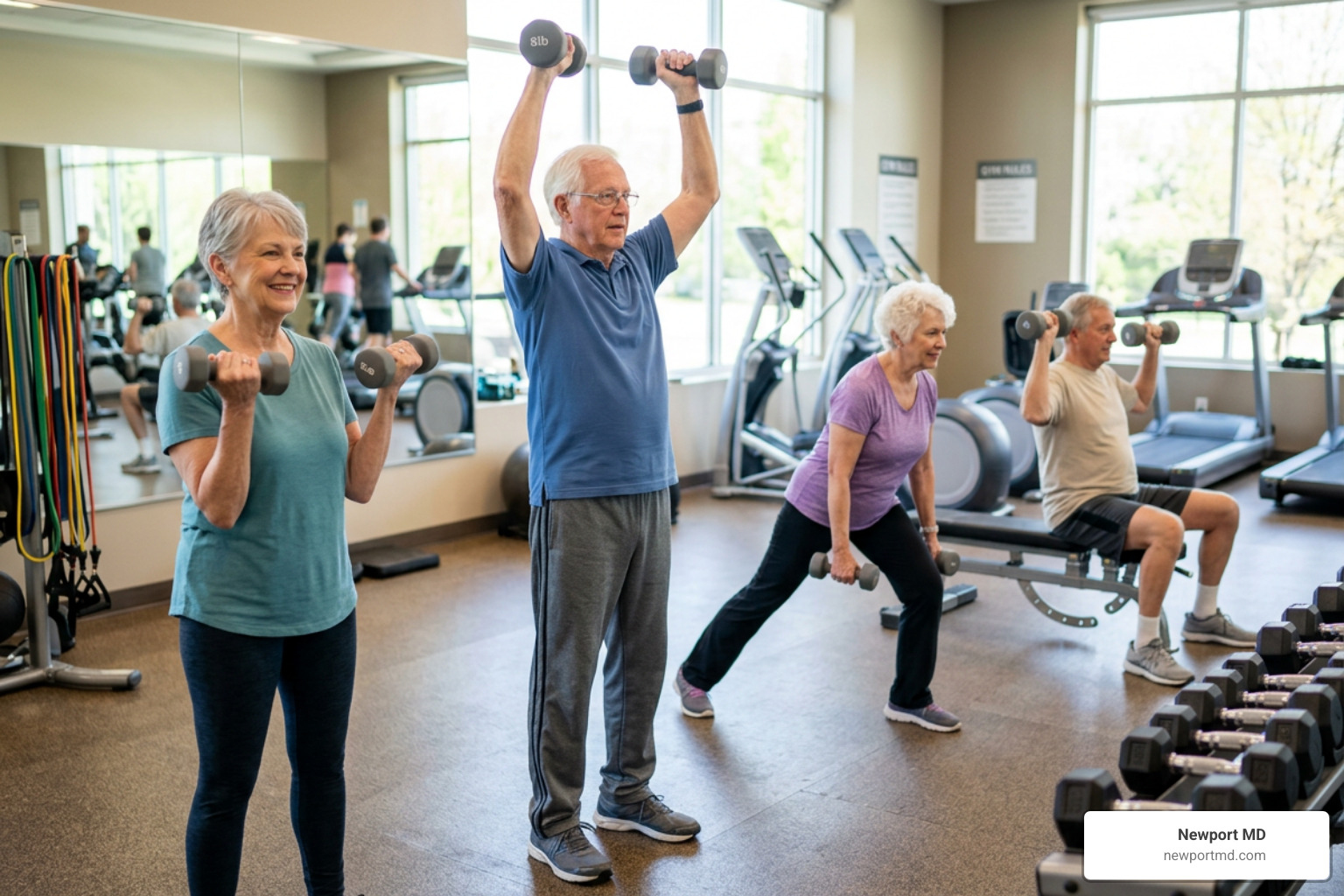 older adults performing light resistance training to maintain muscle mass and prevent sarcopenia