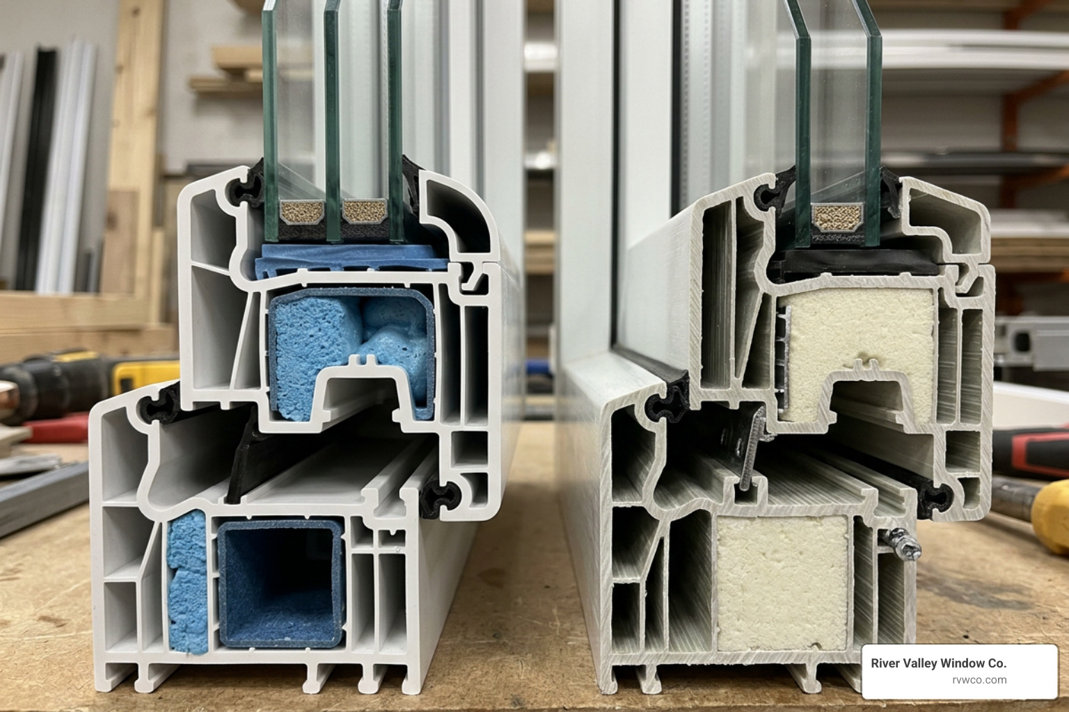 vinyl and fiberglass window frames showing cross sections and durability vinyl and fiberglass window frames showing cross sections and durability