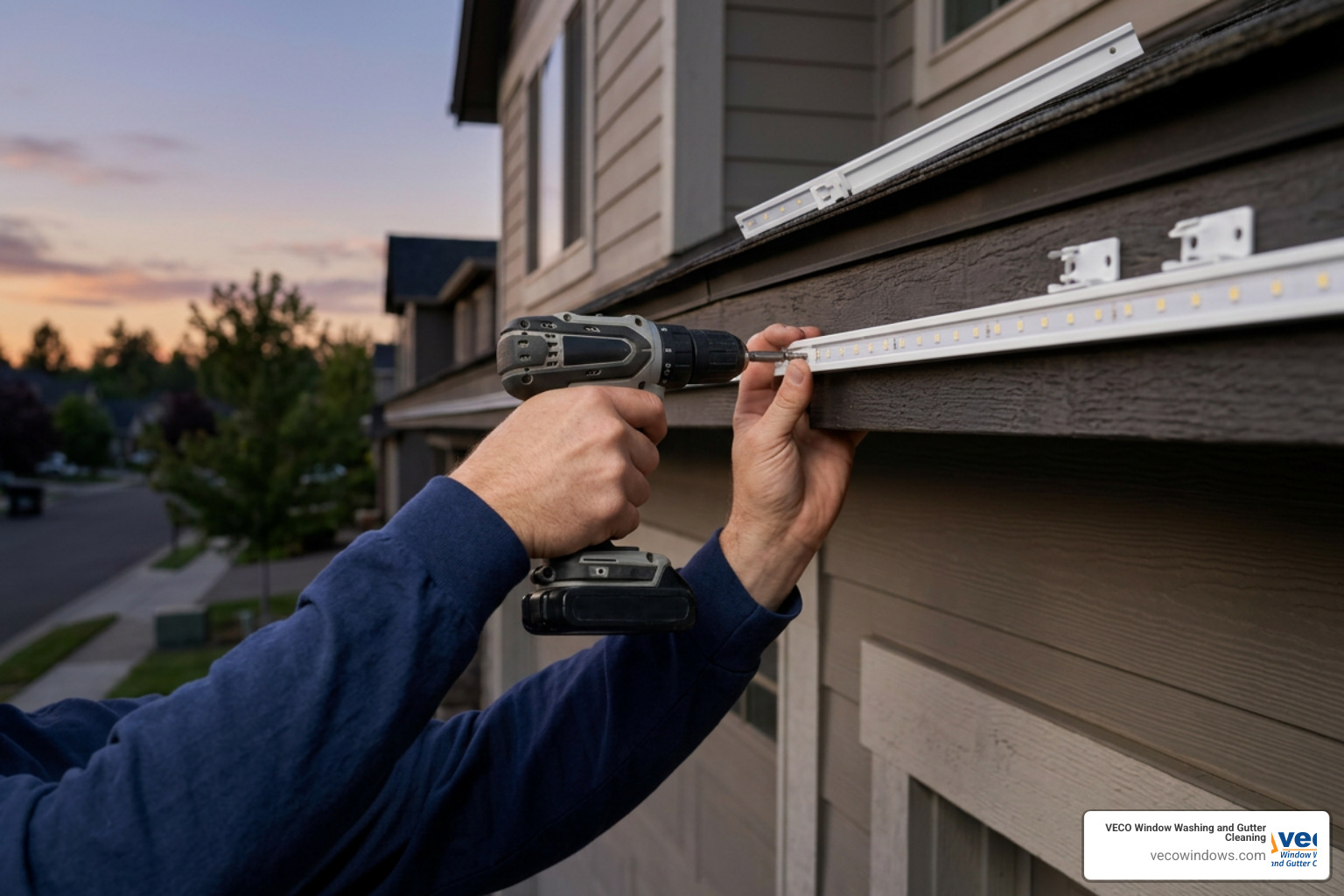 step-by-step outdoor light mounting process on home eaves step-by-step outdoor light mounting process on home eaves