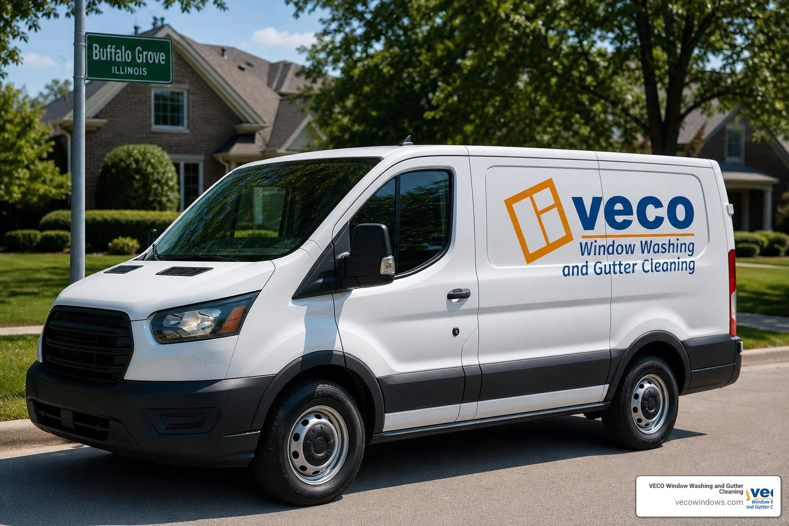 professional window cleaner arriving commercial site branded van - emergency commercial window cleaning