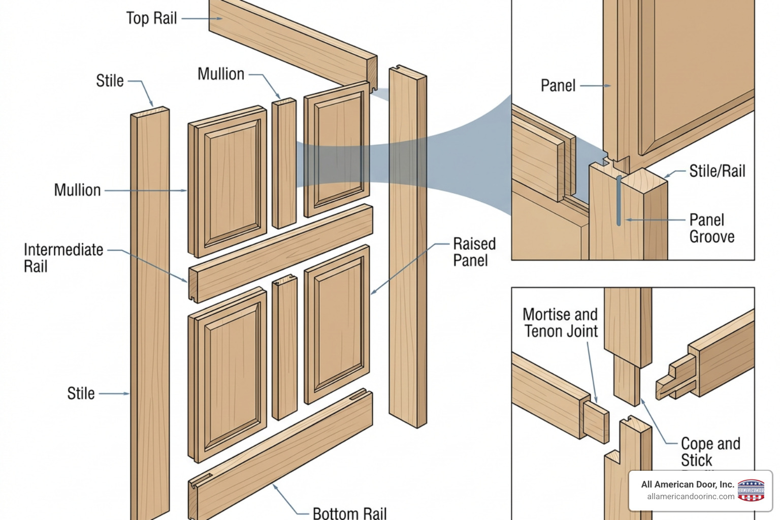 Stile and rail door construction diagram Stile and rail door construction diagram