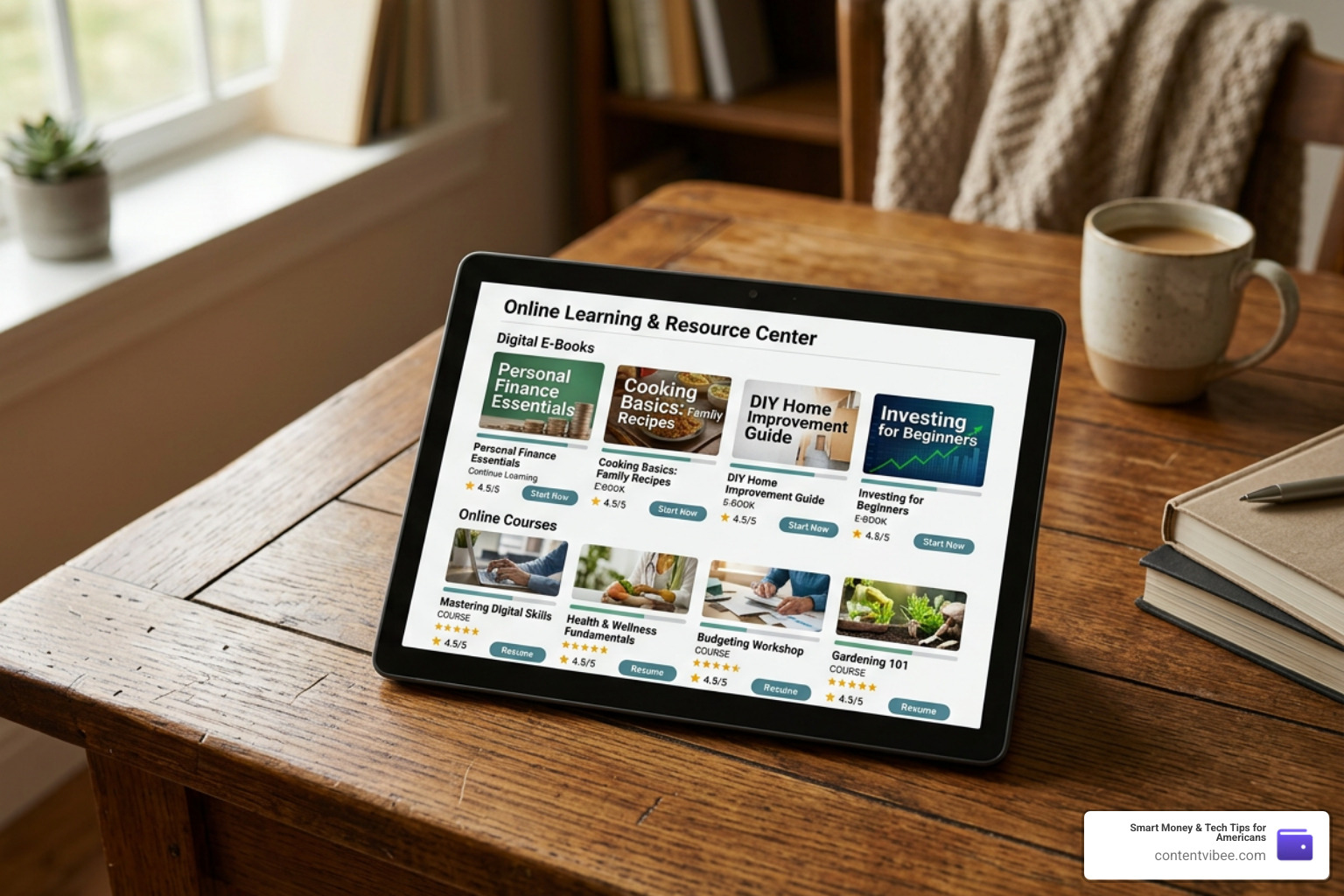 digital products displayed on a tablet screen